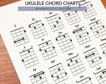 ukulele chord charts printable pdf format letter size print etsy canada