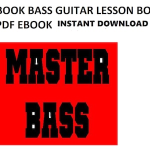 May include: Red background with the text "MASTER BASS" in black bold letters.