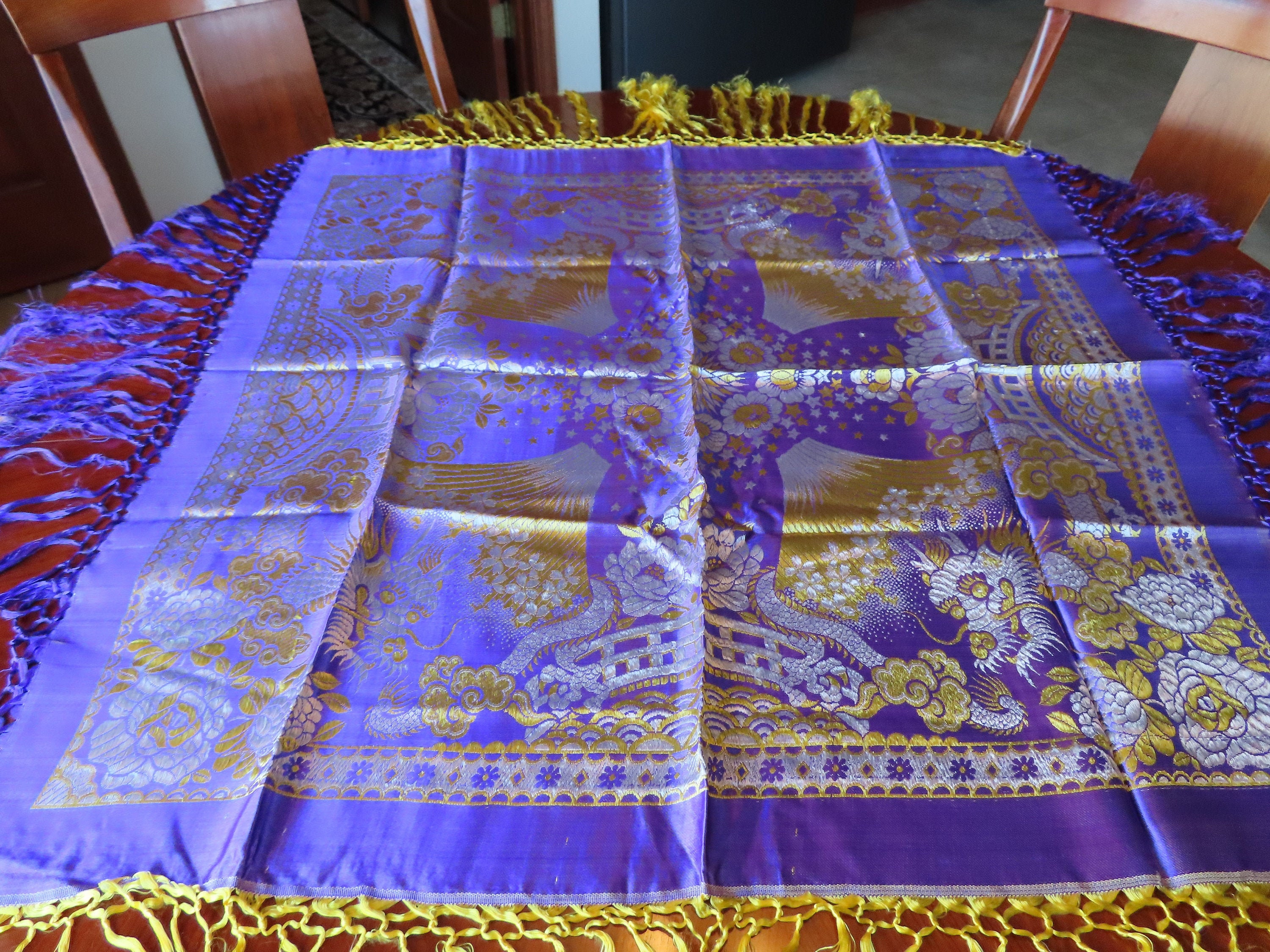 Vintage Silk Tablecloth / Table Cover Etsy UK