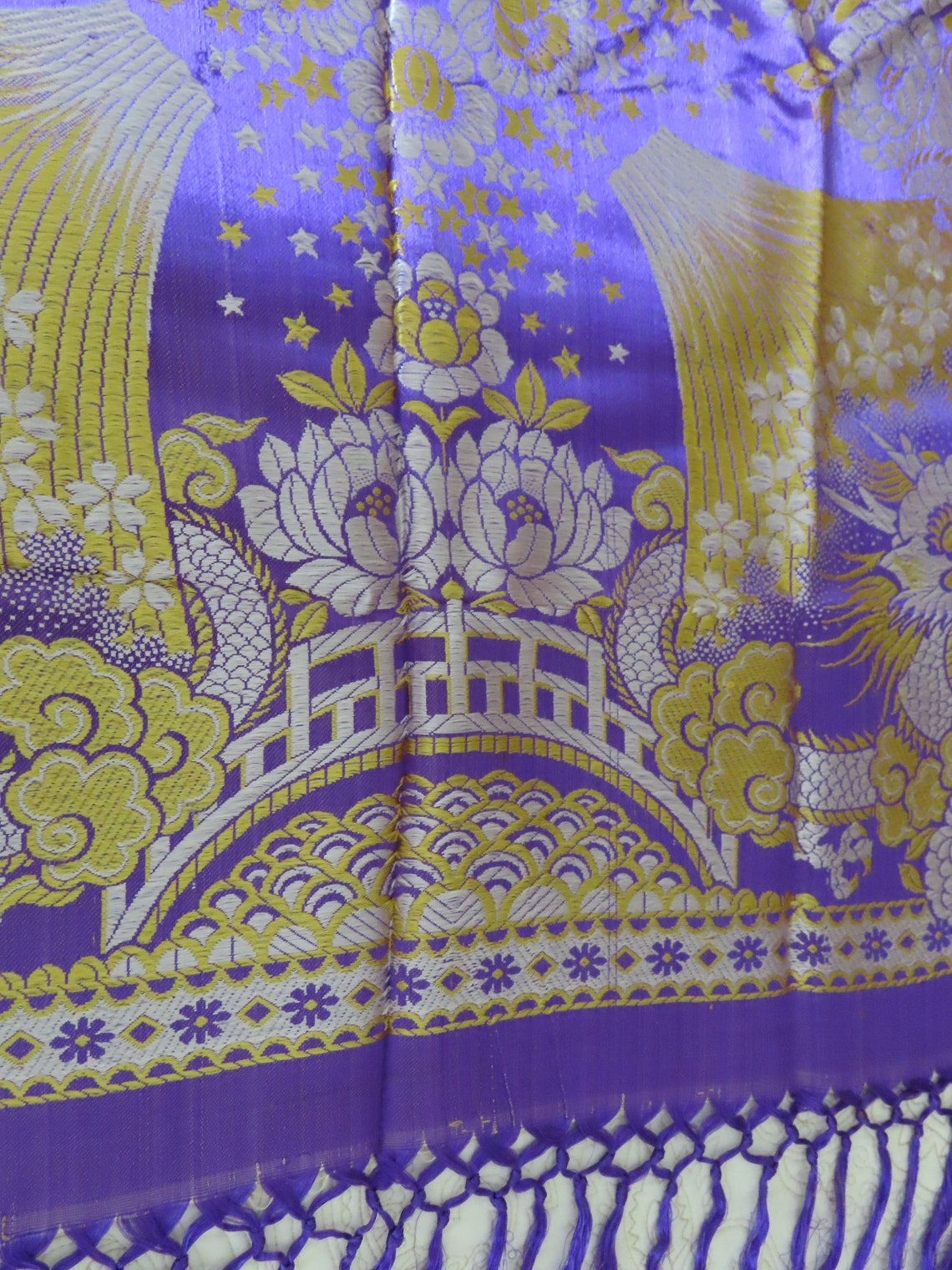 Detailed Vintage Silk Japanese Tablecloth Etsy
