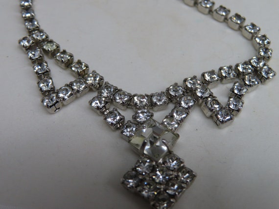 Vintage Rhinestone Necklace and Earrings Set - image 3