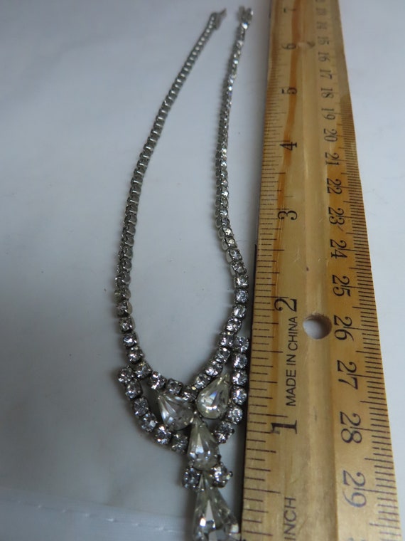 Vintage Rhinestone Necklace and Earrings Set - image 4