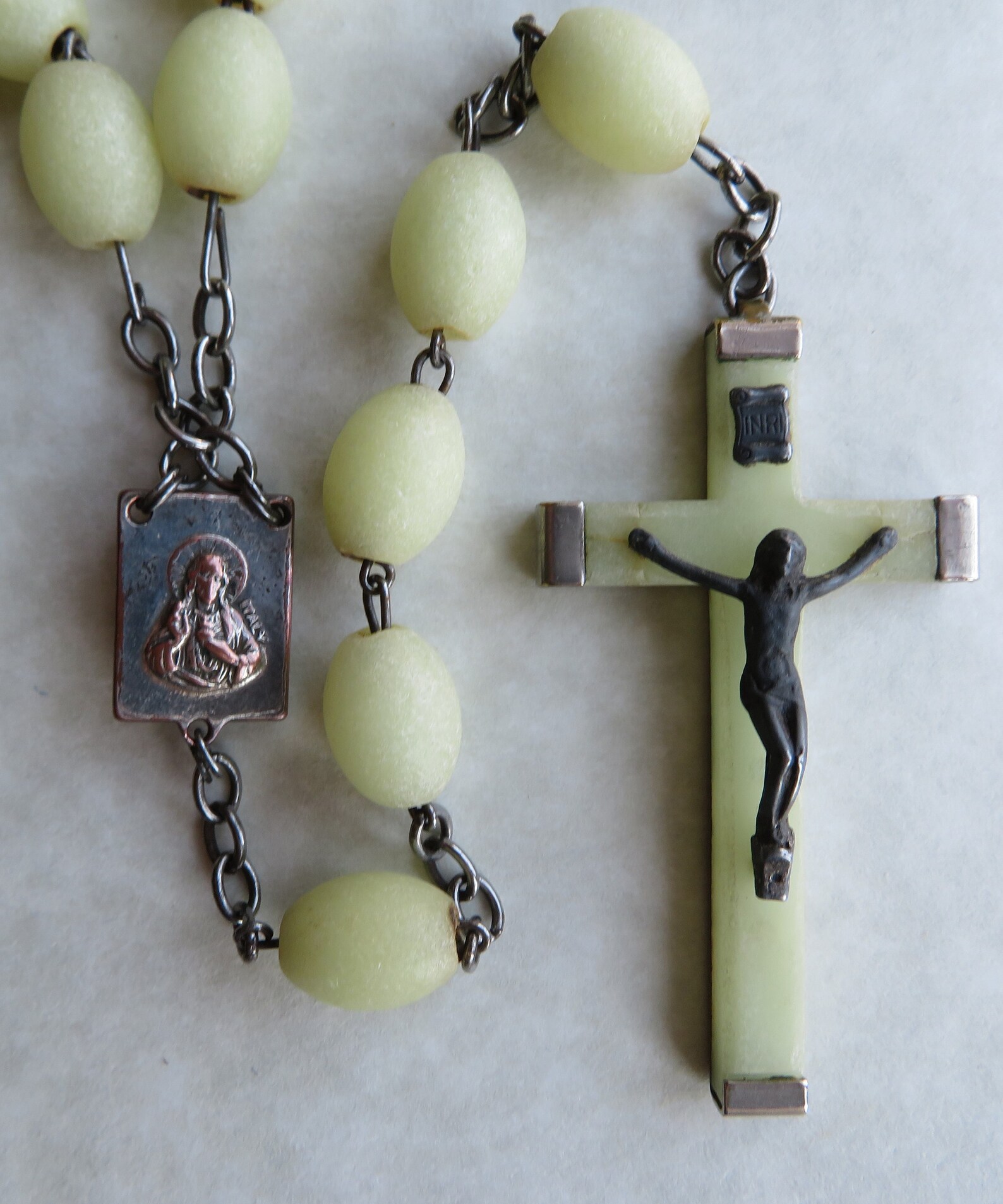 Rosary from Italy with Luminous Beads and Cross 1930's Etsy