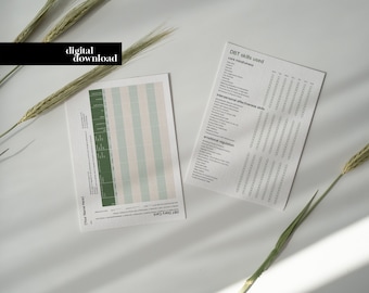 DBT Diary Card, Dialectical Behavioral Therapy, Skills Tracker, Mental Health (Editable PDF)