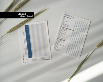 DBT Diary Card, Skills Tracker, Mental Health Worksheet (Editable PDF)