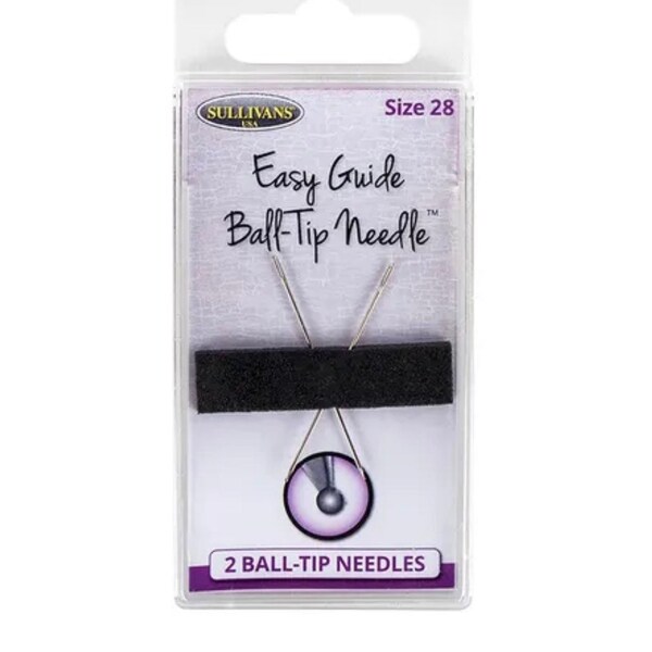 SULLIVAN'S "Easy Guide Ball-Tip Needle Size 28" Set of Two Needles with Ball Tips for Precision Stitching~Ball Tip Embroidery Needles