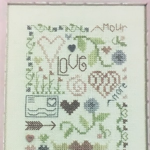 SHEPHERD&#39;S BUSH &quot;Love Notes with Buttons&quot; Counted Cross Stitch Pattern~Valentine&#39;s Day Cross Stitch Pattern~Romantic Embroidery with Buttons