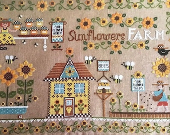 CUORE e BATTICUORE"Sunflowers Farm" Counted Cross Stitch Pattern by~Italian Cross Stitch Pattern~Sunflower Cross Stitch~Farm Cross Stitch