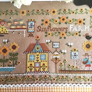 CUORE e BATTICUORE"Sunflowers Farm" Counted Cross Stitch Pattern by~Italian Cross Stitch Pattern~Sunflower Cross Stitch~Farm Cross Stitch