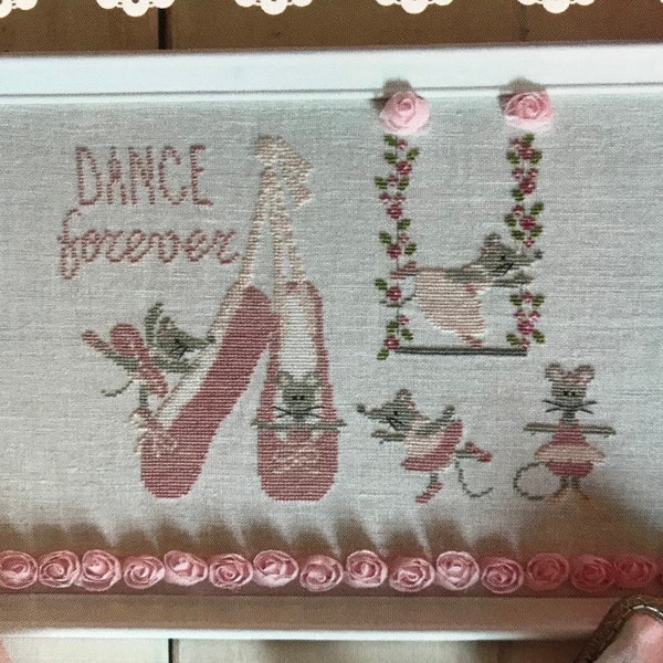 MADAME CHANTILLY "Dance Forever" Counted Cross Stitch Pattern~Ballet Cross Stitch Pattern~Pointe Shoe Embroidery~Ballerina Mice Cross Stitch
