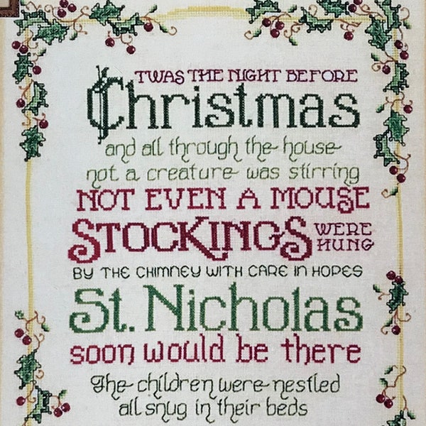 SUE HILLIS DESIGNS "Twas the Night" Counted Cross Stitch Pattern~Christmas Cross Stitch~'Twas the Night Before Christmas Poem Embroidery