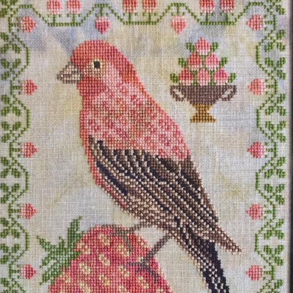 COTTAGE GARDEN SAMPLINGS "Strawberry Harvest" Counted Cross Stitch Pattern-A Time For All Seasons Series Pattern #6~Strawberry Finch Pattern