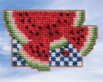 MILL HILL "Watermelon" Beaded Cross Stitch Kit by Mill Hill~Watermelon Cross Stitch Kit~Mill Hill Kit