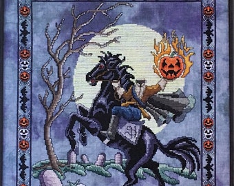 GLENDON PLACE "Sleepy Hollow" Counted Cross Stitch Pattern~Halloween Cross Stitch~Headless Horseman Cross Stitch~Sleepy Hollow Pattern