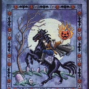 GLENDON PLACE "Sleepy Hollow" Counted Cross Stitch Pattern~Halloween Cross Stitch~Headless Horseman Cross Stitch~Sleepy Hollow Pattern