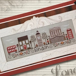 COUNTRY COTTAGE NEEDLEWORKS "Afternoon in London" Counted Cross Stitch Pattern~London Cross Stitch Pattern~London Embroidery~Big Ben~Palace