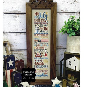 PRIMROSE COTTAGE &quot;4th of July Rules&quot; Counted Cross Stitch Pattern~Patriotic Embroidery~Summer Cross Stitch Sampler~Americana~Flag~Old Glory