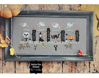 MADAME CHANTILLY "Halloween Town" Counted Cross Stitch Pattern~Witch Cross Stitch~Skeleton Cross Stitch~Halloween Town Embroidery Pattern