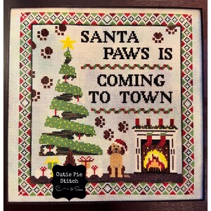 CLEARANCE STITCHY PROSE &quot;Santa Paws&quot; Counted Cross Stitch Pattern~Christmas Dog Cross Counted Stitch Pattern~Santa Paws Is Coming to Town