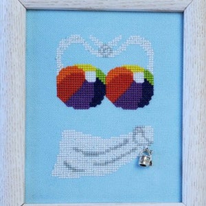 CLEARANCE MERIDIAN DESIGNS &quot;Beach Party&quot; Counted Cross Stitch Pattern with Charm from the Teenie Weenie Bikinis Series~Beach Ball Bikini