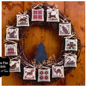 PRAIRIE SCHOOLER &quot;Prairie Christmas&quot; REPRINT Counted Cross Stitch Pattern~Christmas Animal Ornaments Cross Stitch Pattern~Rocking Horse~Cat