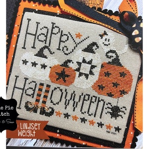 PRIMROSE COTTAGE &quot;Happy Halloween&quot; Counted Cross Stitch Pattern~Halloween Embroidery~Halloween Pumpkin Cross Stitch~Ghost~Witch~Spider