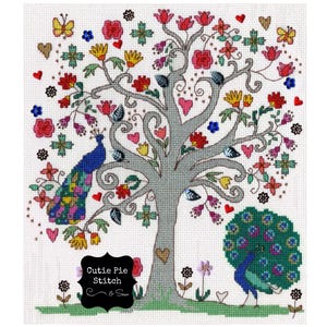 CLEARANCE BOTHY THREADS &quot;Love Summer&quot; Counted Cross Stitch Kit~Peacocks & Flowers Tree Cross Stitch Kit~Complete Cross Stitch Kit