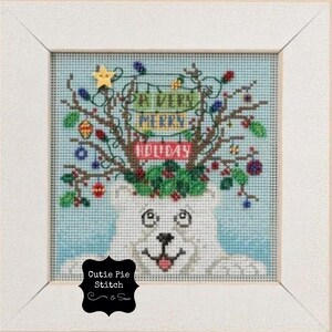 MILL HILL &quot;Beary Merry Christmas&quot; Beaded Counted Cross Stitch Kit~Christmas Polar Bear Cross Stitch Kit~Christmas Decorations Embroidery Kit