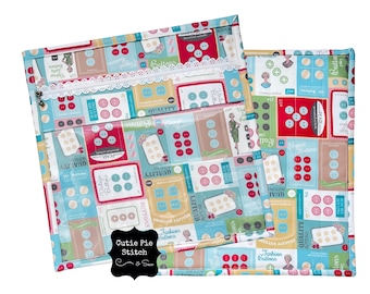 Quilted Project Bag for Sewing, Embroidery, Cross Stitch, Crochet, Quilting, Handmade from Button Print Happy Place Fabric by Lori Holt