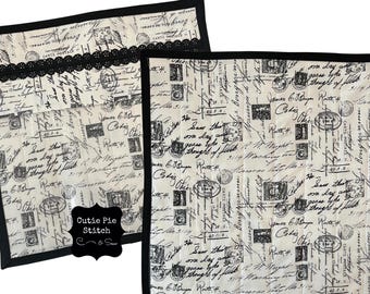 Project Bag Quilted Vinyl Front Zippered Storage for Sewing, Embroidery, Cross Stitch, Crochet, Quilting, Unique Gift for Crafters