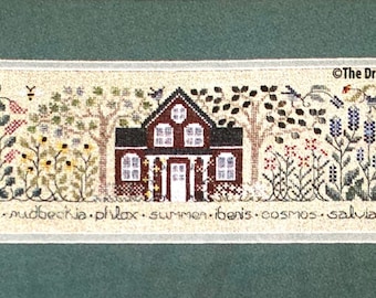 THE DRAWN THREAD "The Summer Garden" Counted Cross Stitch Pattern~Summer Garden Embroidery~Cottage Garden Sampler~Summer Garden Embroidery