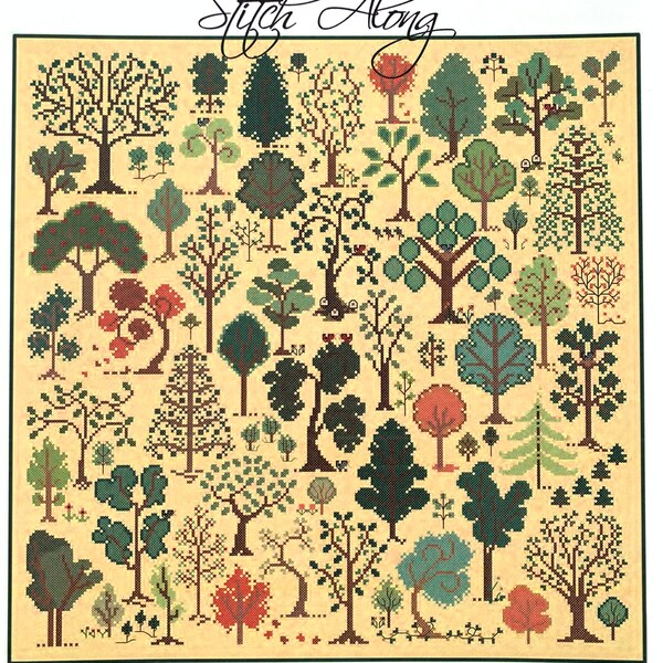 CAROLYN MANNING DESIGNS "Daily Walk in the Woods Stitch Along" Counted Cross Stitch Pattern~Tree Cross Stitch~Forest Cross Stitch Pattern