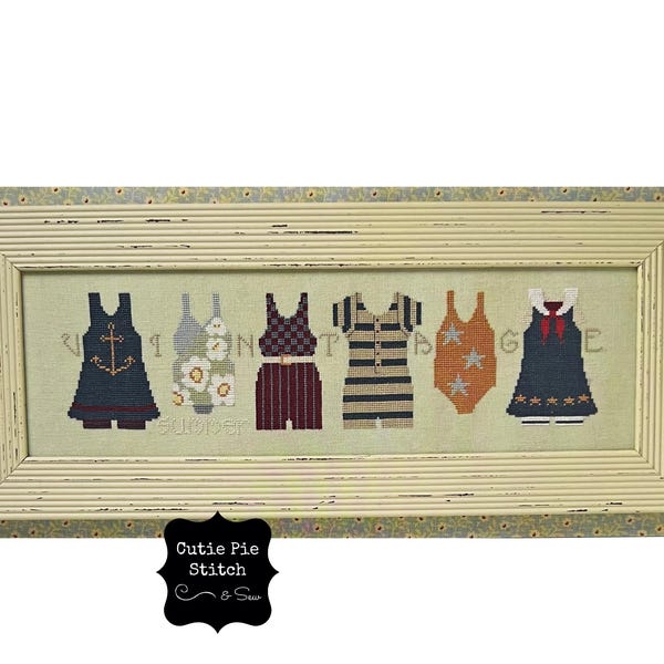 CRICKET COLLECTION "Summers at the Lake" Counted Cross Stitch Pattern~Summer Cross Stitch Pattern~Vintage Swimsuits Cross Stitch Pattern