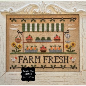 COUNTRY COTTAGE NEEDLEWORKS "Farm Fresh" Counted Cross Stitch Pattern~Vegetable Cross Stitch Pattern~Farmers Market Cross Stitch Pattern