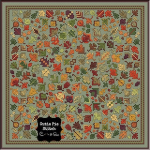 CAROLYN MANNING DESIGNS &quot;Leaf Love&quot; Counted Cross Stitch Pattern~Leaf Sampler~Autumn Leaves~Fall Sampler~Autumn Embroidery Sampler
