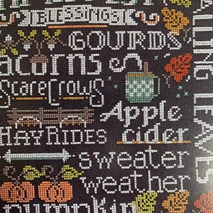 HANDS ON DESIGN &quot;Let&#39;s Talk Autumn&quot; Counted Cross Stitch Pattern~Autumn Cross Stitch Pattern~Fall Cross Stitch~Harvest Chalk Cross Stitch