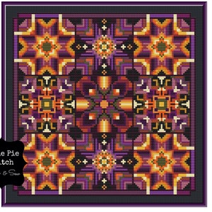 CAROLYN MANNING DESIGNS "Horizon" Counted Cross Stitched Quilt Block~Cross Stitched Quilt Blocks Collection~Quilt Embroidery