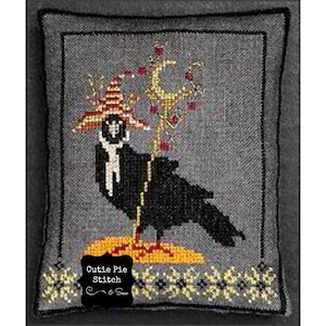LA-D-DA &quot;Witch Hazel&quot; Counted Cross Stitch Pattern~Halloween Cross Stitch~Black Crow Witch Cross Stitch Pattern~Fall Cross Stitch~Autumn