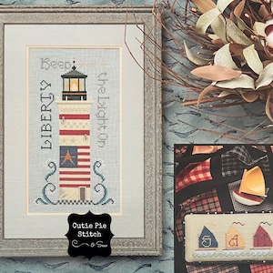 CRICKET COLLECTION &quot;One if By Sea&quot; Counted Cross Stitch Pattern~Lighthouse Cross Stitch Pattern~Patriotic Cross Stitch Pattern