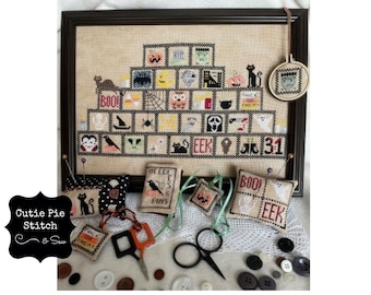 ROMY'S CREATIONS "31 Days of Halloween" Counted Cross Stitch Pattern~Halloween Calendar Cross Stitch~Modern Cross Stitch~Ghost~Skeleton~Boo