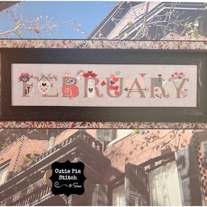CRICKET COLLECTION &quot;February&quot; Counted Cross Stitch Pattern~Romantic Cross Stitch Pattern~Love Cross Stitch~Valentine~Monthly Cross Stitch