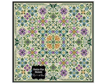 CLEARANCE CAROLYN MANNING "Spring Waltz" Counted Cross Stitch Pattern Quilt Block Cross Stitch Pattern Modern Cross Stitch Floral Embroidery