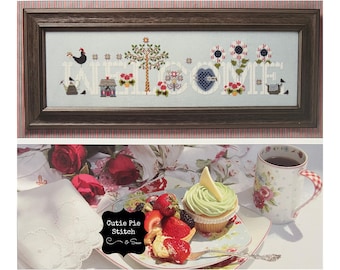 CRICKET COLLECTION &quot;Cottage Welcome&quot; Counted Cross Stitch Pattern~Welcome Cross Stitch Pattern~Cottage Cross Stitch