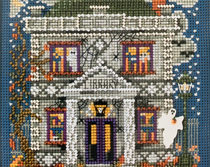 MILL HILL haunted Library Beaded Counted Cross Stitch Kithalloween ...