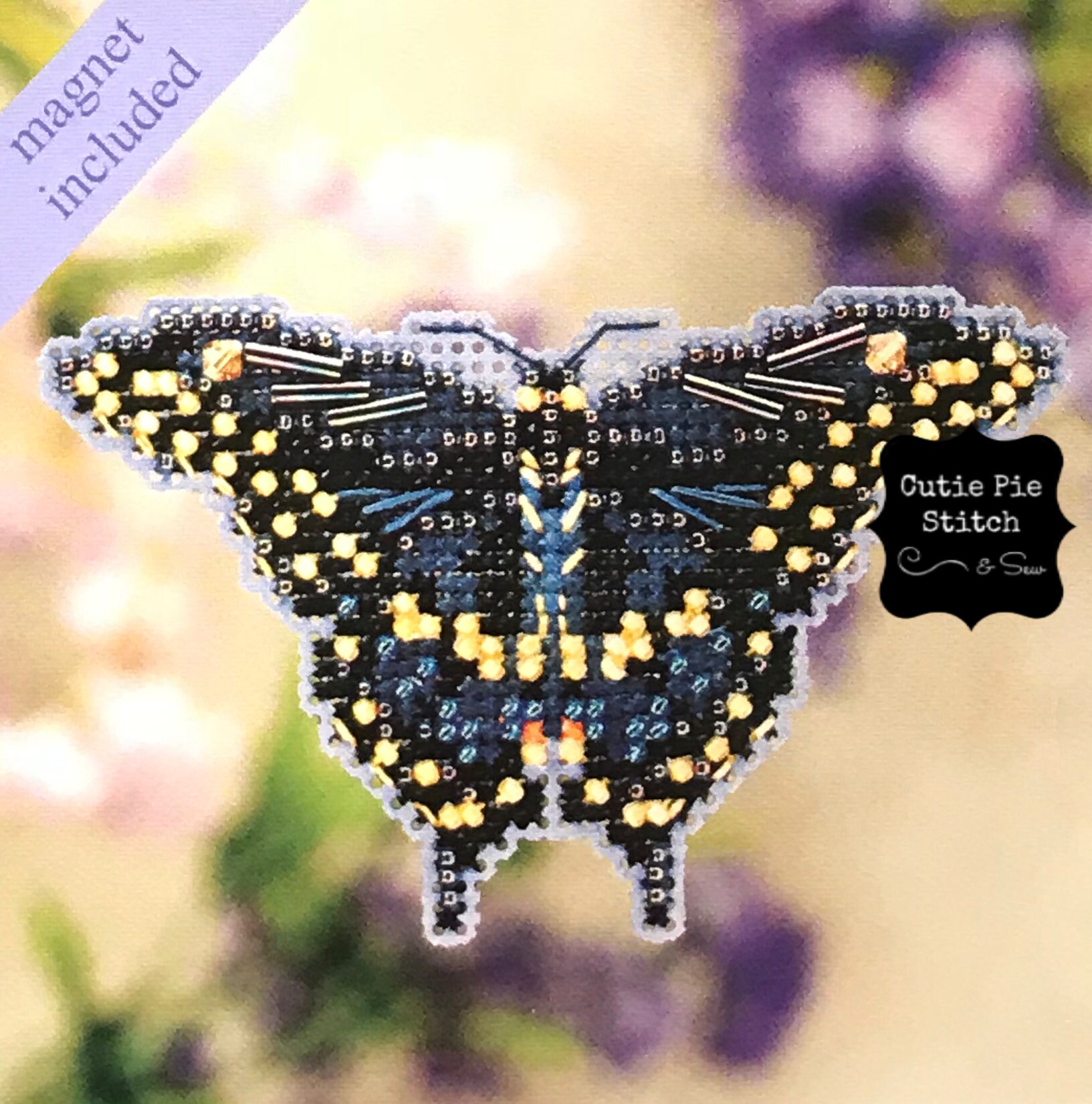 MILL HILL Black Swallowtail Butterfly Beaded Counted Cross Stitch