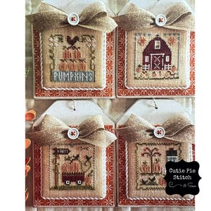 LITTLE HOUSE NEEDLEWORKS &quot;Pumpkin Farm Petites&quot; Counted Cross Stitch Pattern~Autumn Cross Stitch~Barn~Pumpkins~Crows~Chickens~Farmhouse