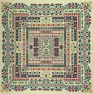 CAROLYN MANNING DESIGNS "Secret Summer" Counted Cross Stitch Pattern from the Garden Labyrinth Collection~Floral Cross Stitch Sampler