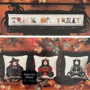 COLECCIÓN CRICKET "Trick-or-Treat" Patrón de punto de cruz contado ~ Punto de cruz de Halloween ~ Patrón de punto de cruz de "Trick-or-Treater" ~ Halloween