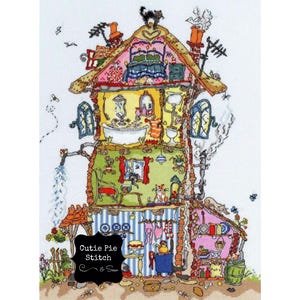 Cross Stitch Kit BOTHY THREADS &quot;Cut Thru’ Cottage&quot; Counted Cross Stitch Complete Kit English Cottage Embroidery Kit with Floss and Fabric