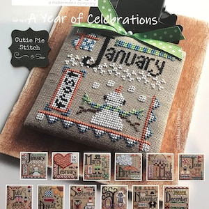 HANDS ON DESIGN &quot;A Year of Celebrations&quot; Counted Cross Stitch Pattern~Monthly Cross Stitch Pattern~Calendar Cross Stitch~Monthly Embroidery